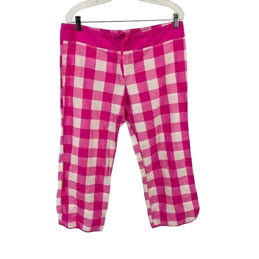Pink Victoria's Secret Cotton White Pink Plaid Metallic Lounge Womens Small